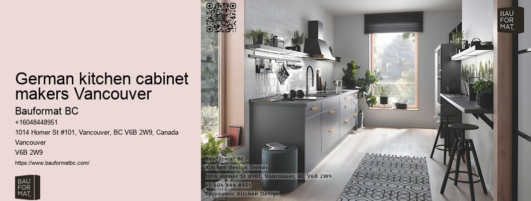 Sleek German kitchen cabinets featuring clear glass doors Vancouver