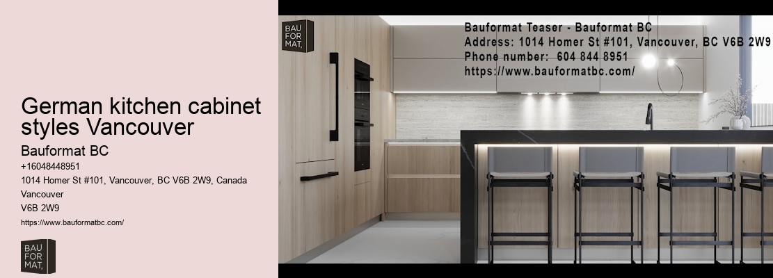 Stylish German kitchen cabinets with glass door fronts Vancouver