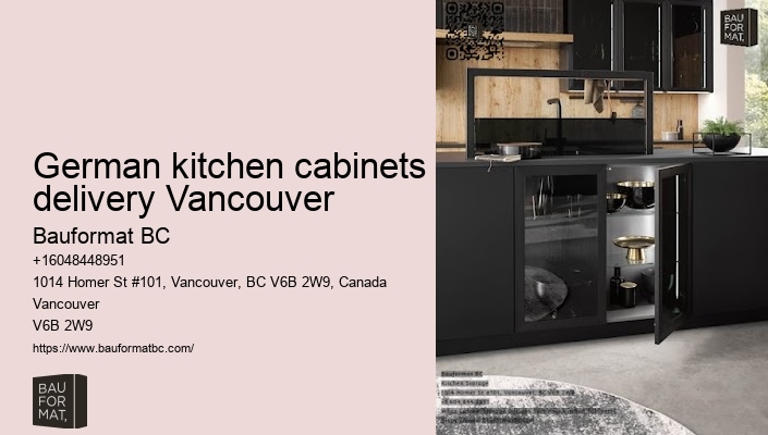 Sleek German kitchen cabinets with glass doors Vancouver