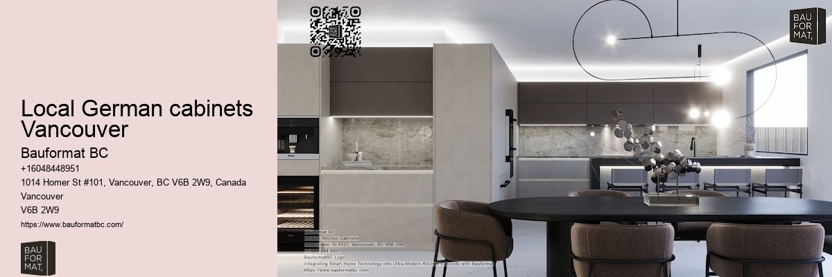 German kitchen cabinets with natural stone accents Vancouver